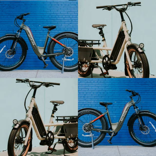 four electric bikes on display