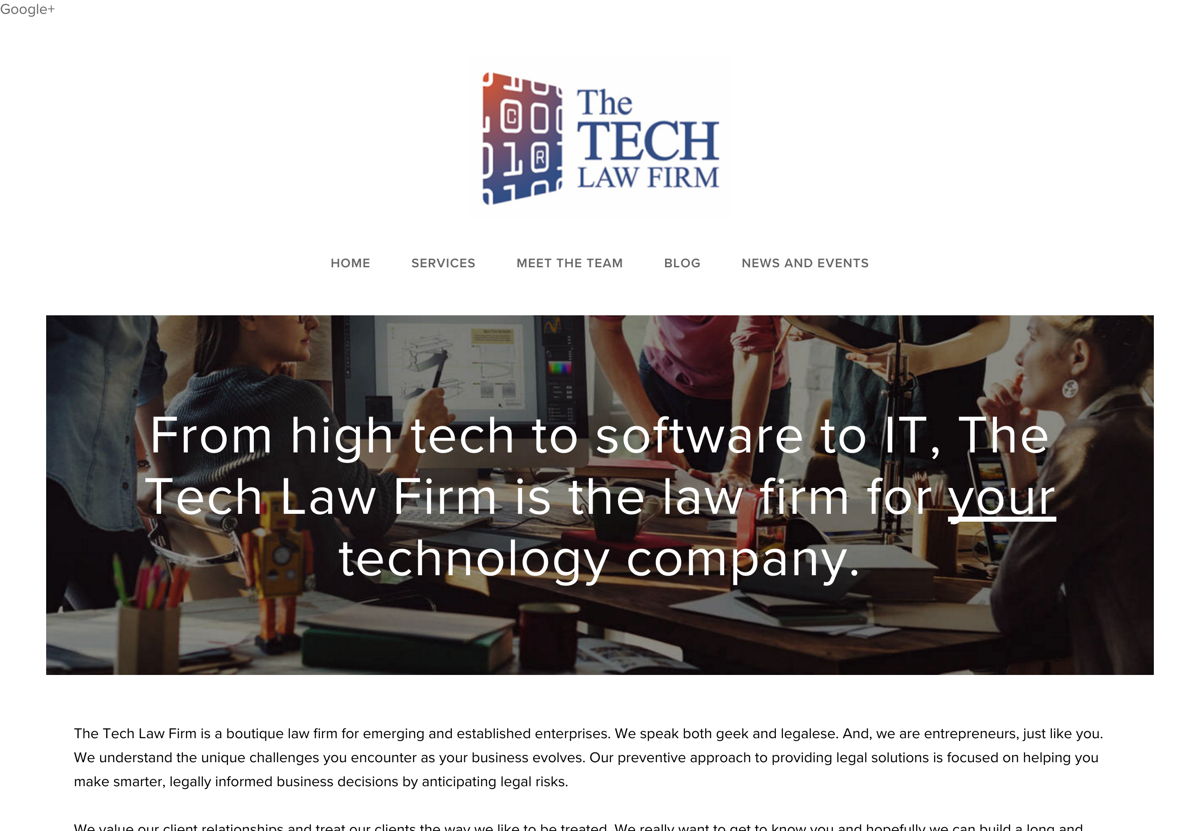 Screenshot of The Tech Law Firm, from the lawyer websites collection.