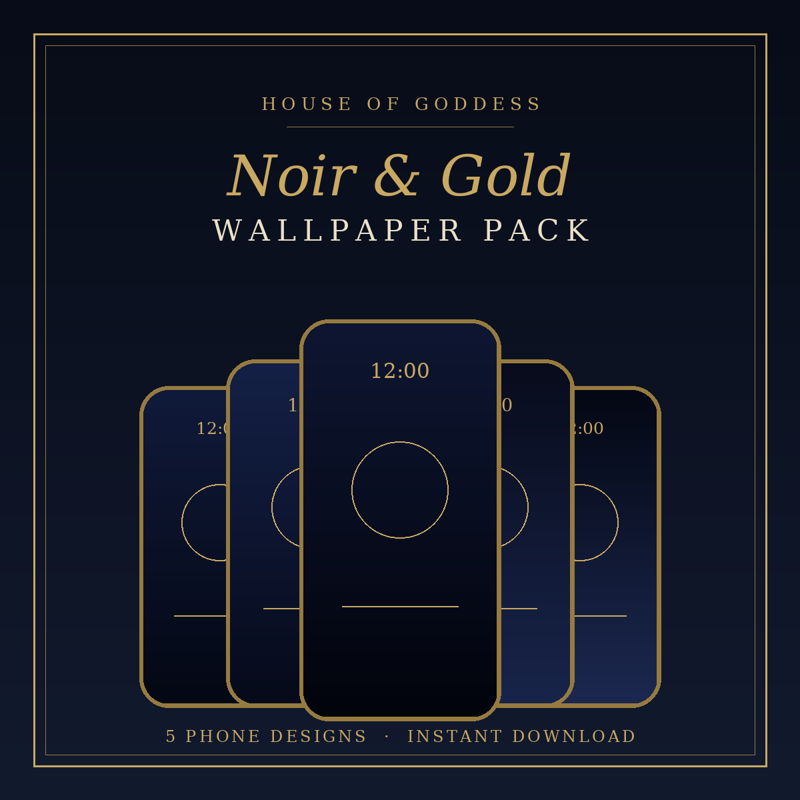 Noir & Gold Wallpaper Pack (5 Phone Designs