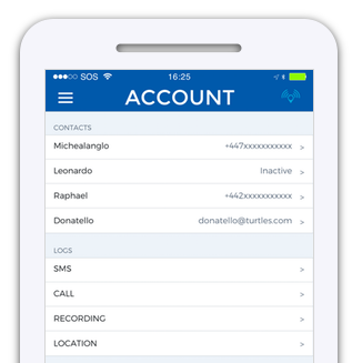 Account screen of app