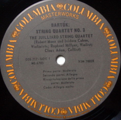 Columbia / JUILLIARD QT, - Bartok Six String Quartets, ...