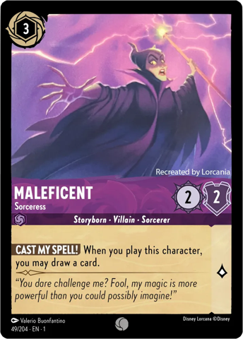 Maleficent card from Disney's Lorcana: The First Chapter.