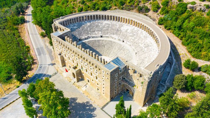 Aspendos, Turkey, boasts one of the world's best-preserved Roman theaters, known for its remarkable acoustics and still used for performances today