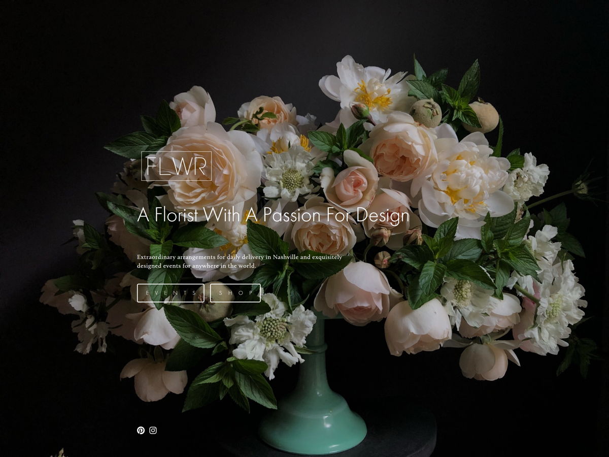 Screenshot of FLWR , from the florist & flower shop websites collection.