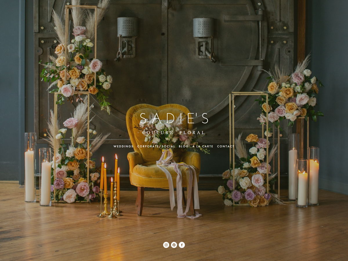 Screenshot of Sadie's Couture Floral, from the florist & flower shop websites collection.