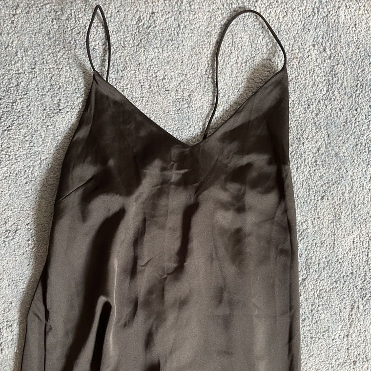 Black satin style dress with open sides 