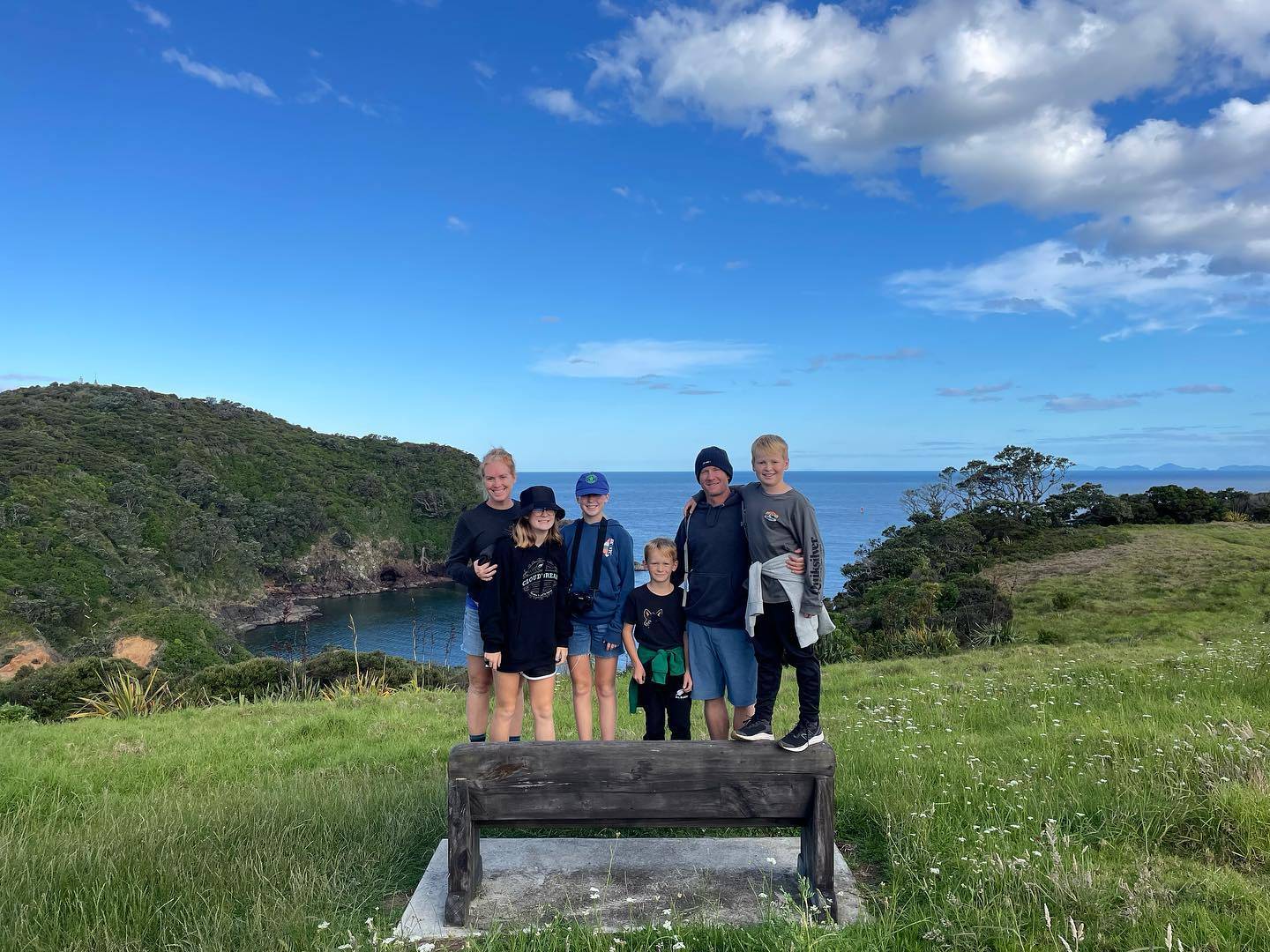 The Aqua Fox crew and family adventure team after hiking up to a viewpoint.