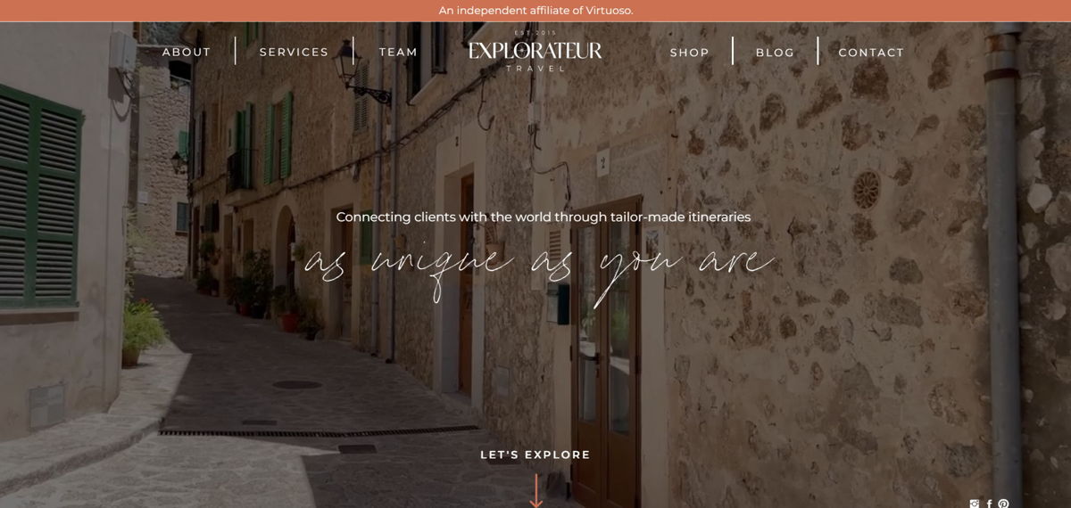 Screenshot of Explorateur Travel, from the brown websites collection.
