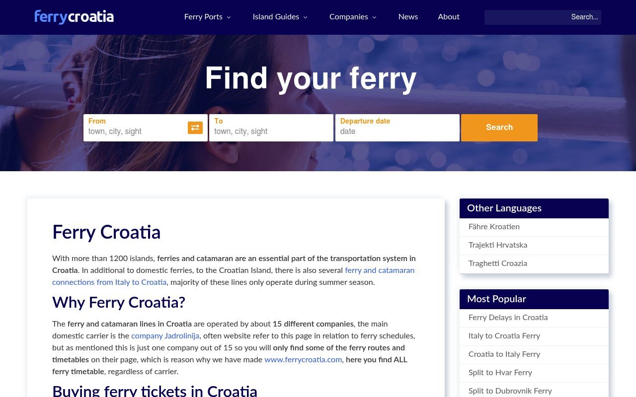 Ferry Croatia, timetable for catamarans and car ferries