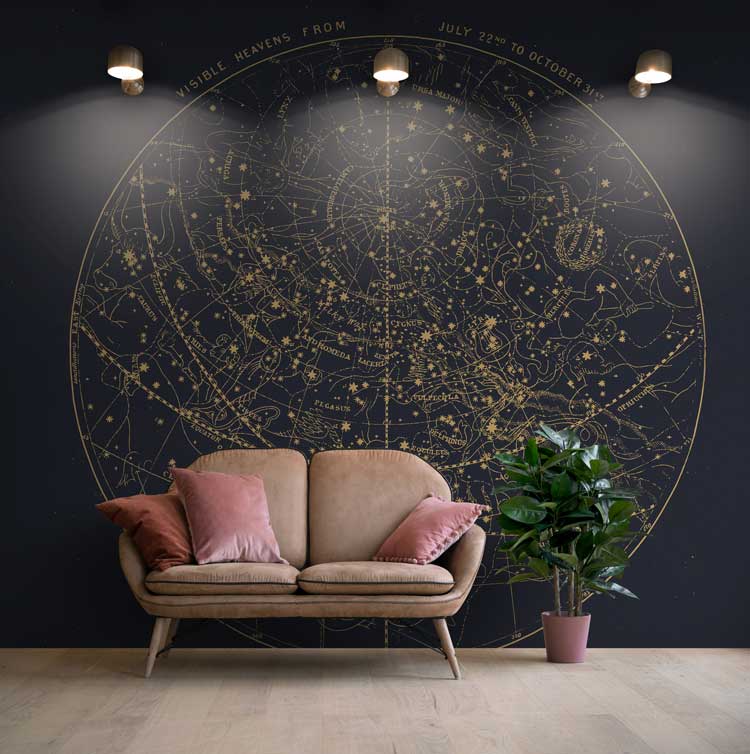 Blue Starry Planets Wallpaper Mural hero image