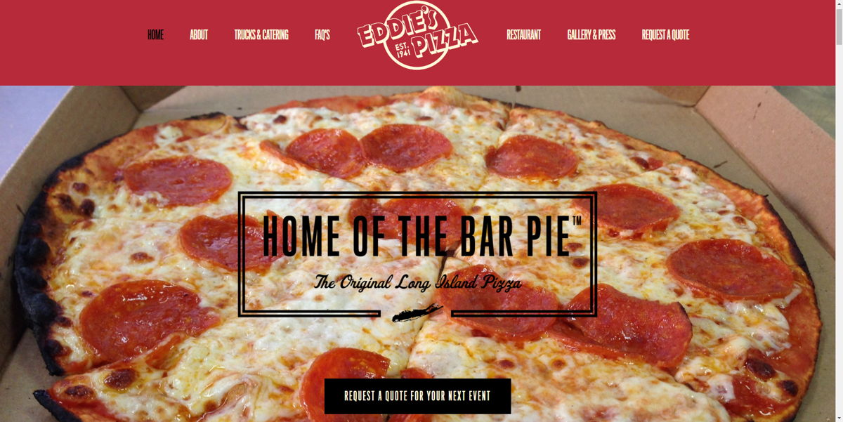 Screenshot of Eddie’s Pizza, from the food truck websites collection.