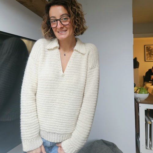Collared V neck sweater - crochet pattern