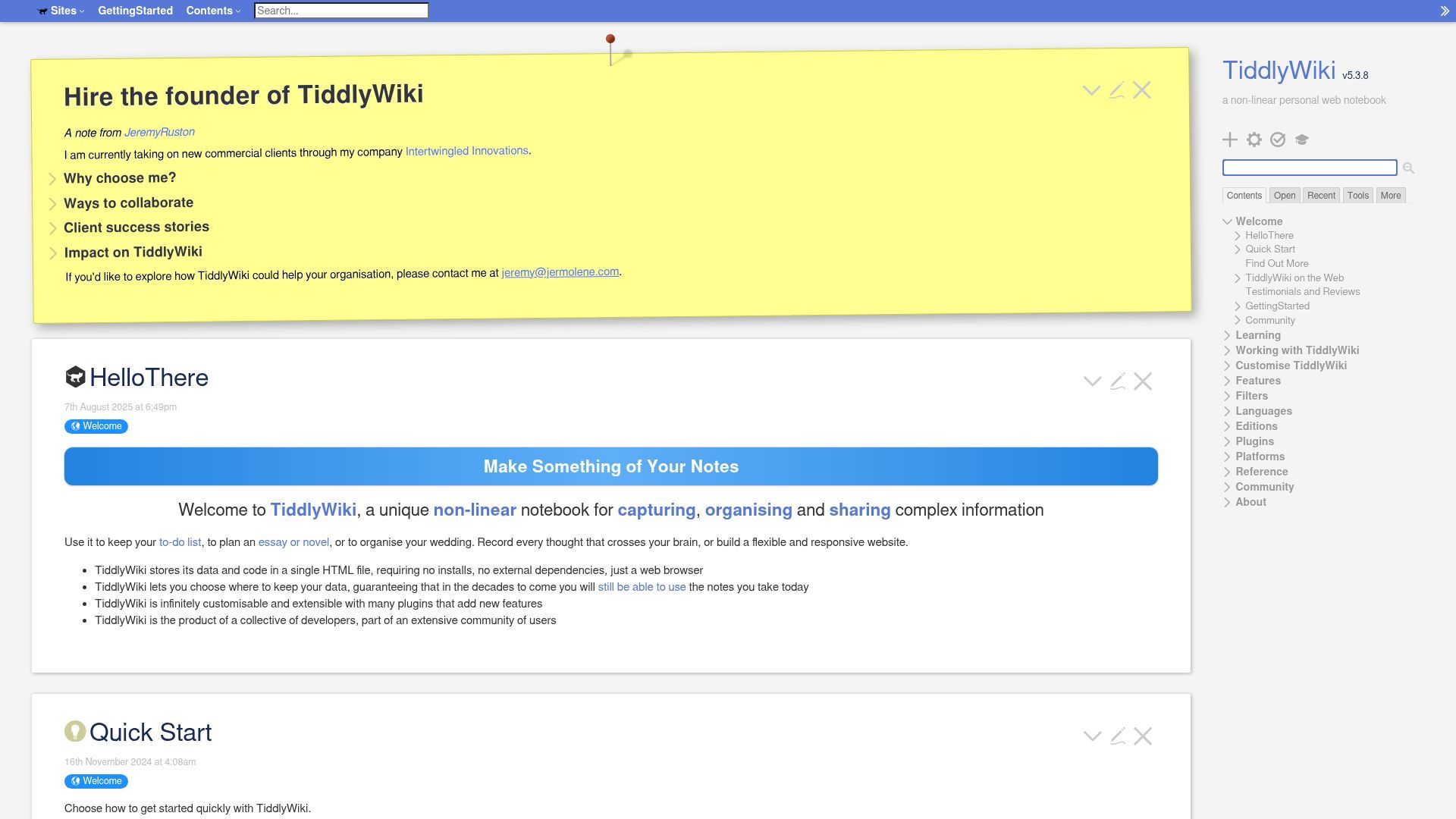 Official TiddlyWiki Website