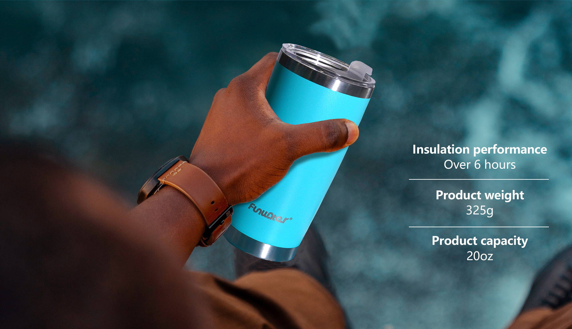 The Funwater magnetic water cup is lightweight and made of 304 stainless steel