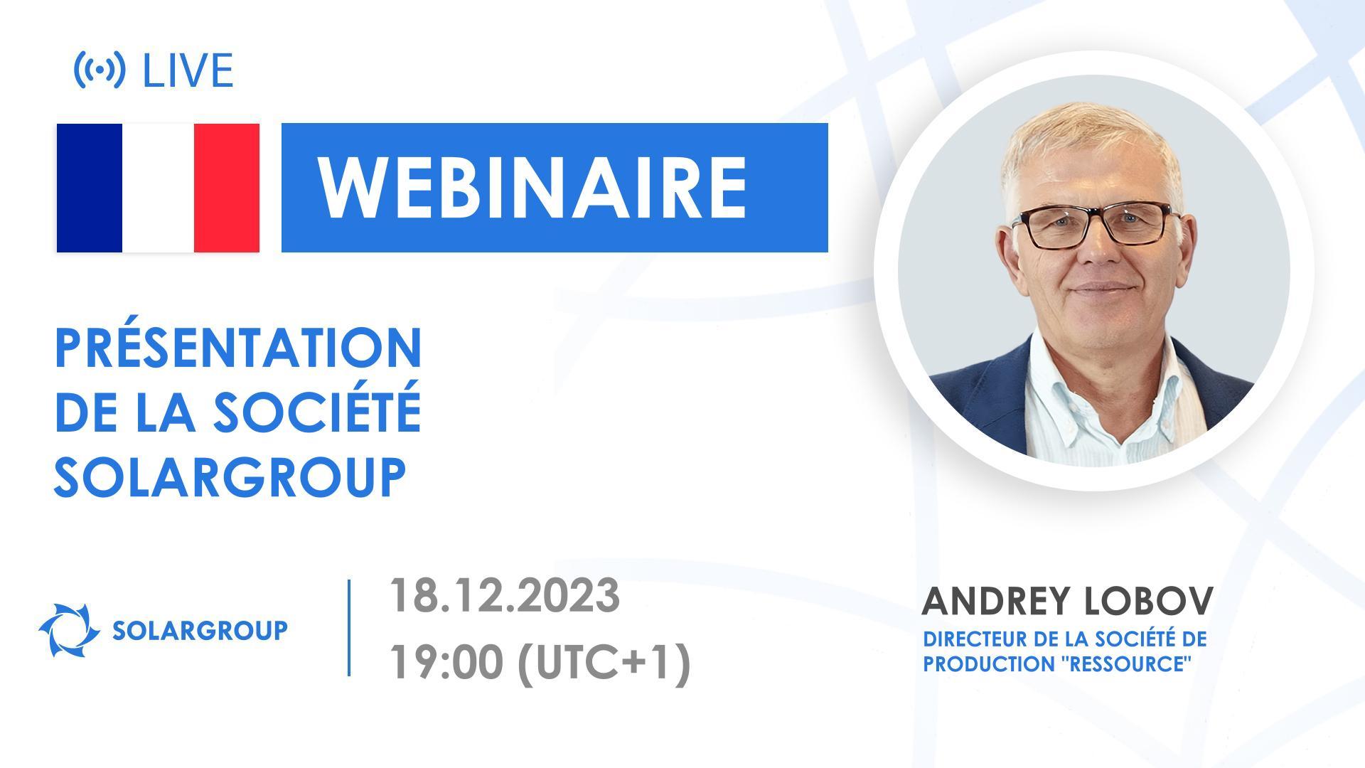 France. Invité spécial au webinaire de SOLARGROUP