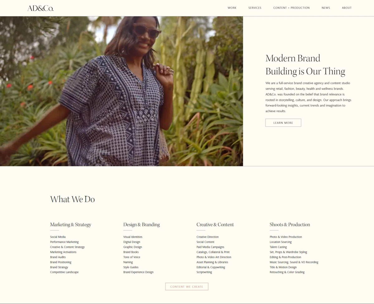 Screenshot of AD&Co., from the advertising & marketing agency websites collection.