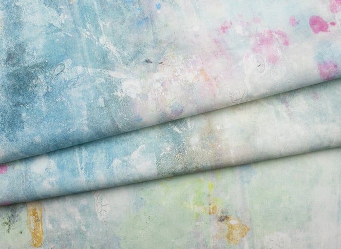 Blue & White Shabby Chic Linen-Cotton Fabric Pattern Image
