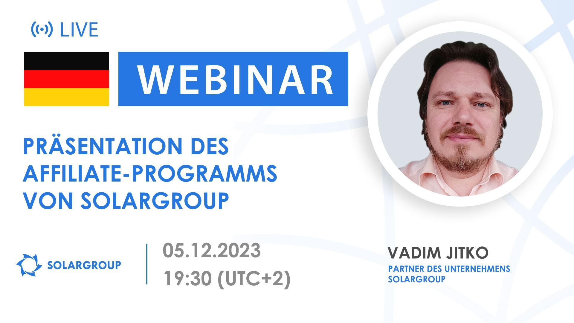 Deutschland. Präsentation des Affiliate-Programms von SOLARGROUP