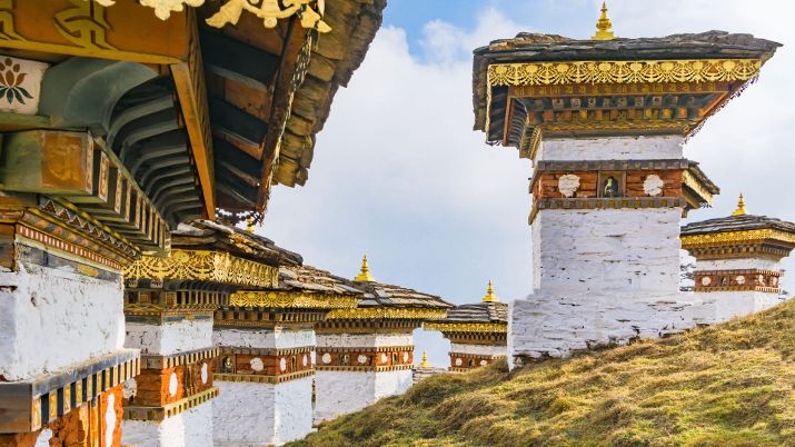 Dochula Pass sits at an altitude of 3,100 meters, providing breathtaking views of the Eastern Himalayas