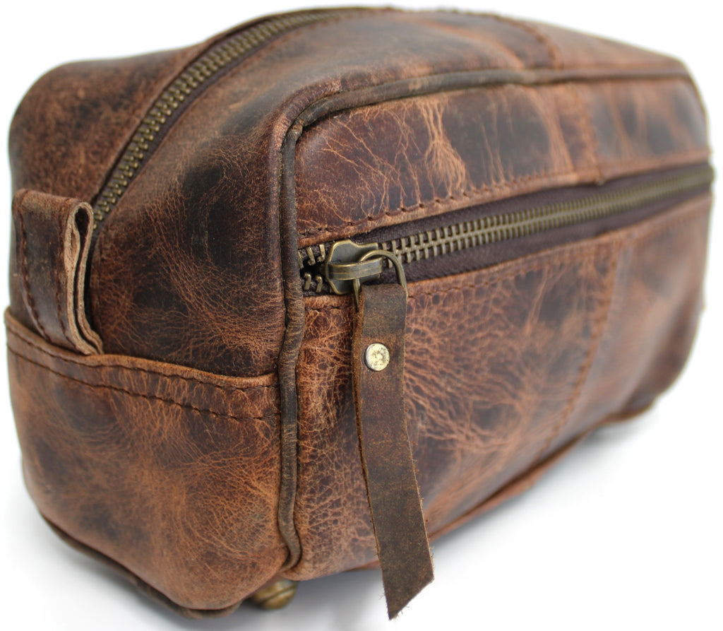 Quality Full Grain Genuine Hunter Leather Toiletry Bag - Image 4