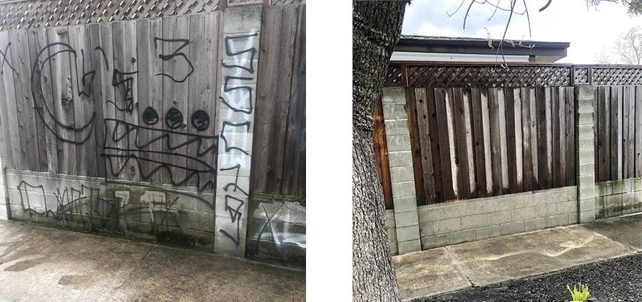 remove graffiti from wooden fence