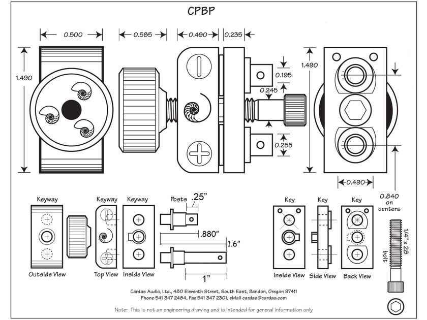Cardas Audio Patented Binding Posts (CPBP) (CRS, Long, Pair)