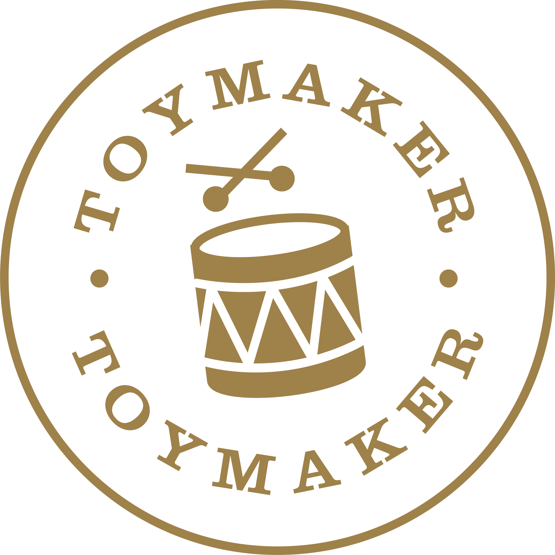 Toymaker seal with drum and rum sticks surrounded by Toymaker text logo