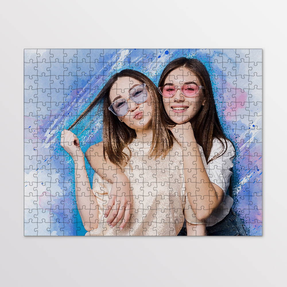 Custom Portrait From Photo Jigsaw Puzzles Personalized With Photo and Many Colors such as Blue, Light Blue, Pink, etc