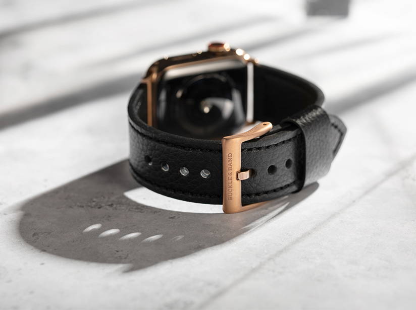 Black Leather Vegan Apple Watch Strap