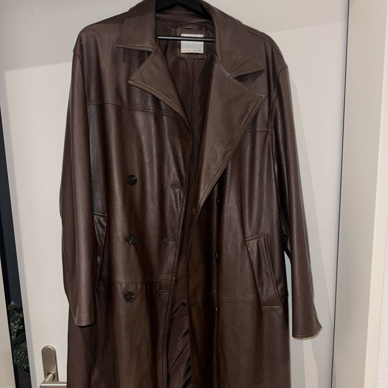 brown leather coat