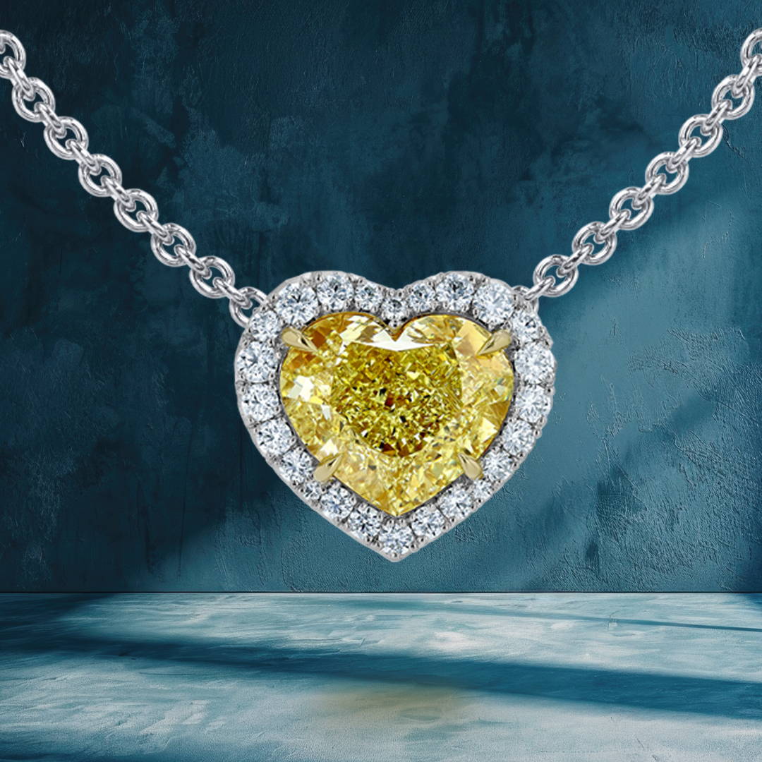 heart shaped yellow diamond necklace