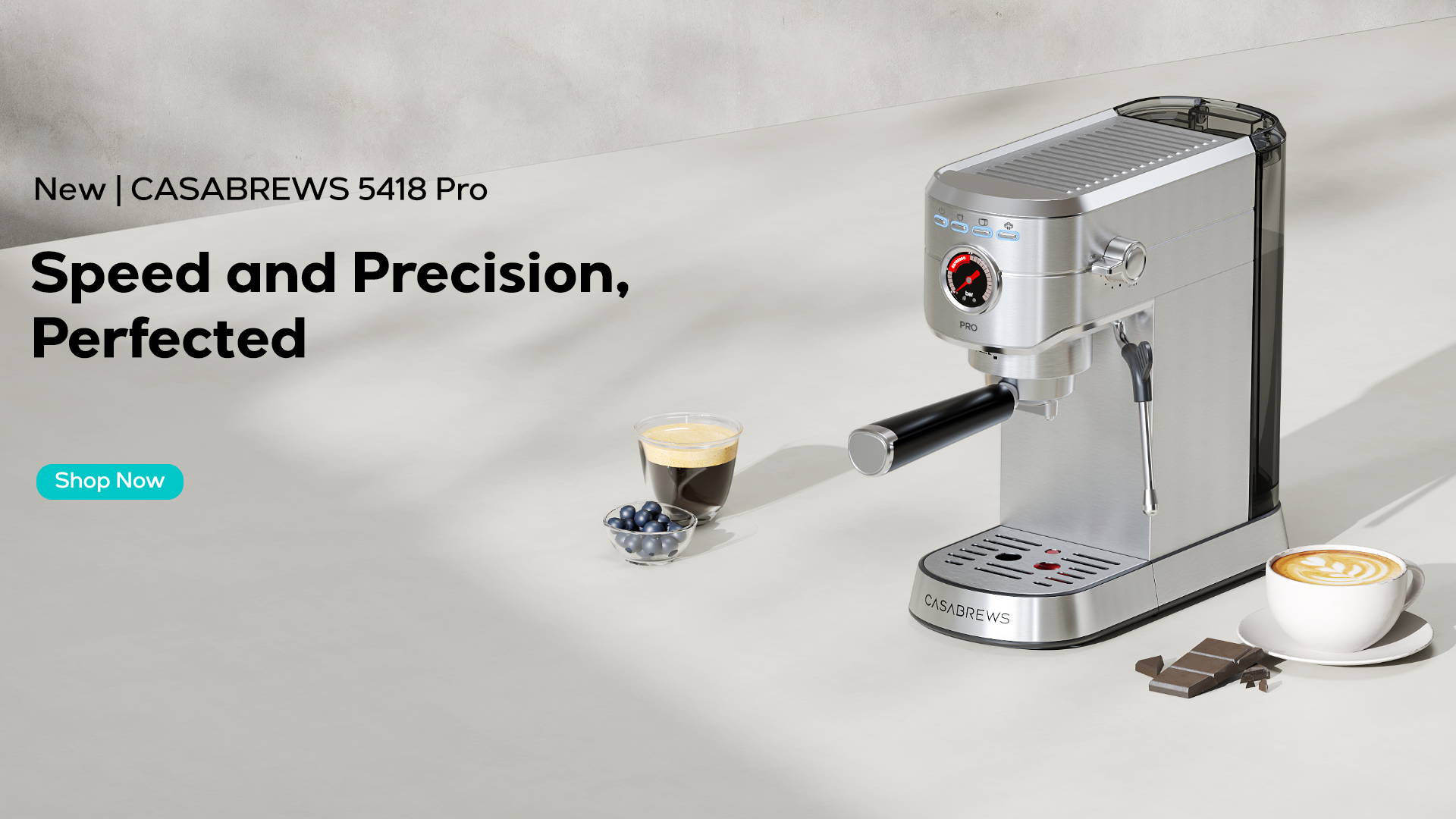 5418 PRO Espresso Machine | 5-Second Instant Heat, Café-Style at