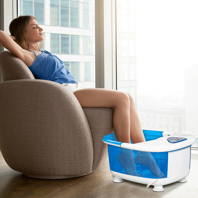 Heated Electric Foot Bath with Heat, Bubbles Massage and Wireless Remote Control, Collapsible Foot Soaking Tub with Shiatsu Massage, for Tired Feet Stress Relief Home Use
