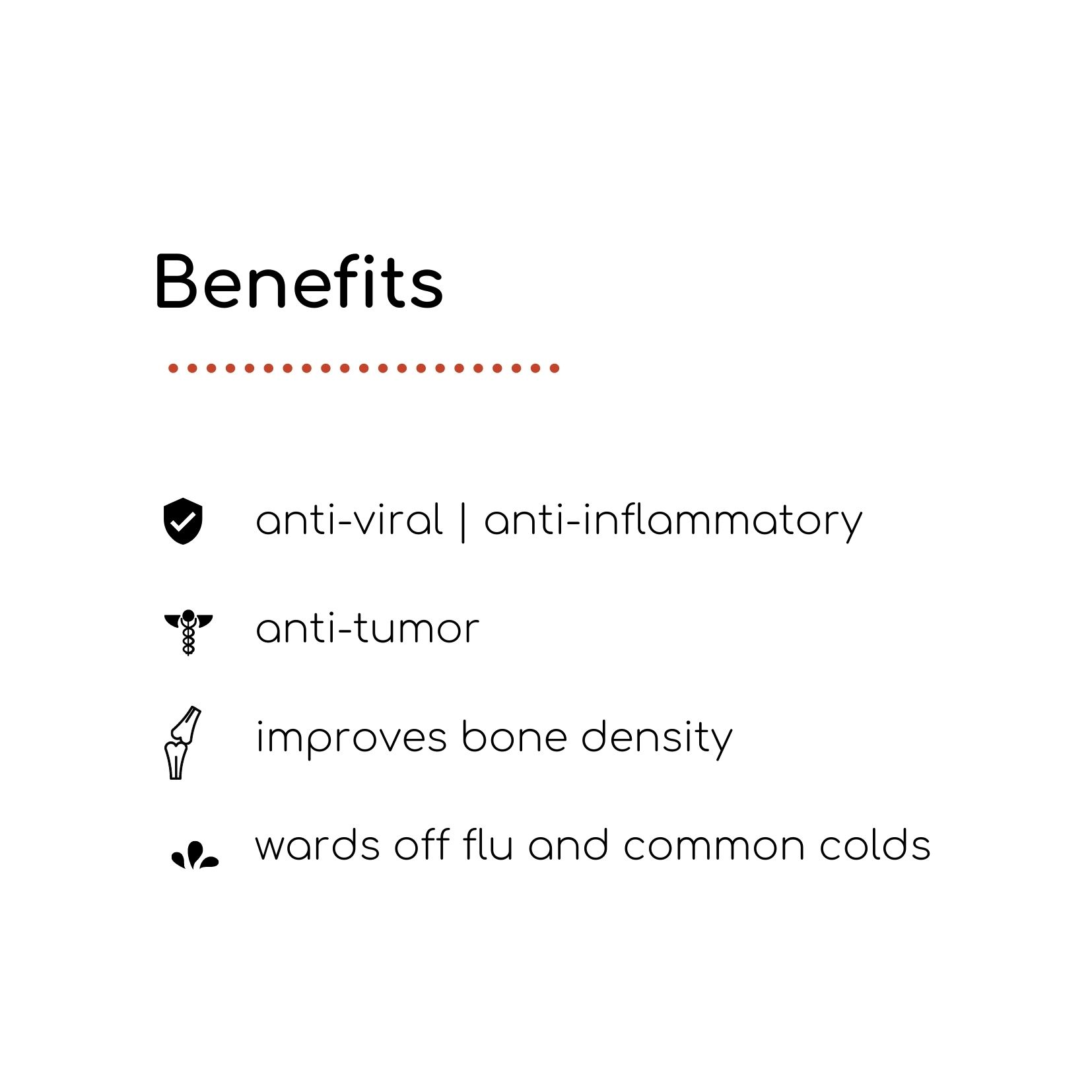 Infographic list of benefits