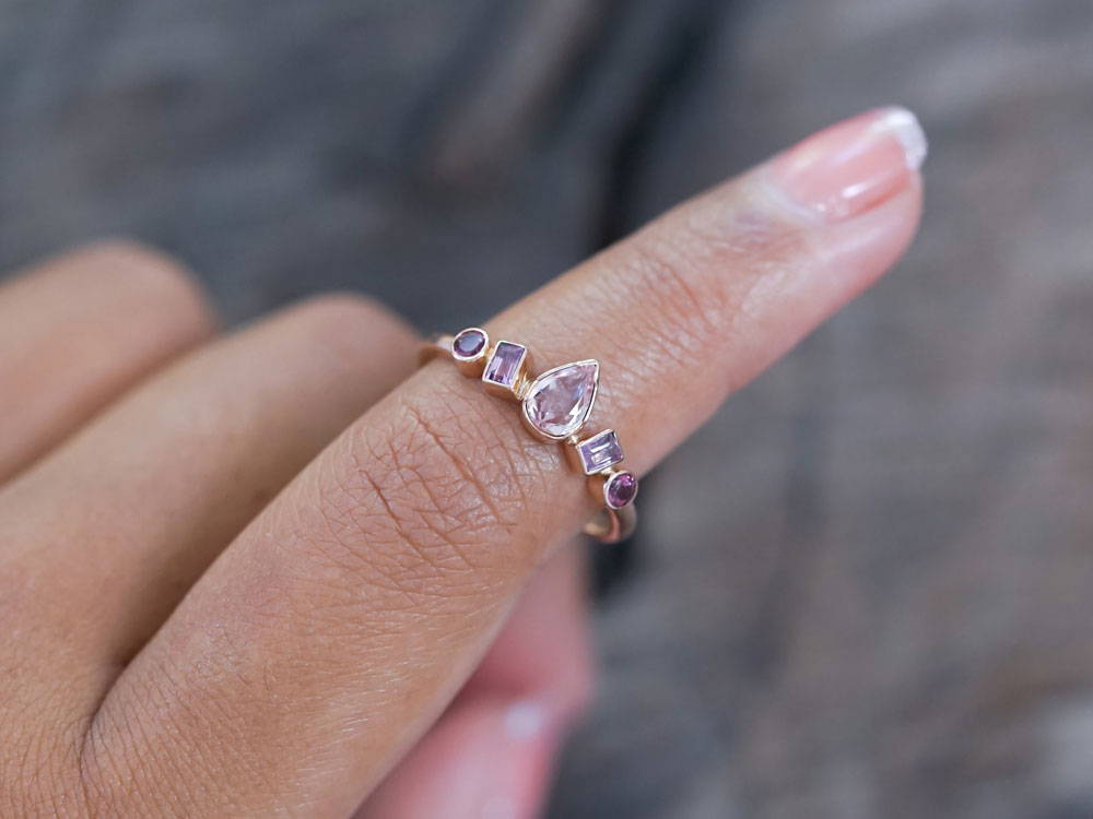 baguette-cut-stone-alternative-ring-Blush-Sapphire-and-Garnet-Ring-in-Ethical-Rose-Gold