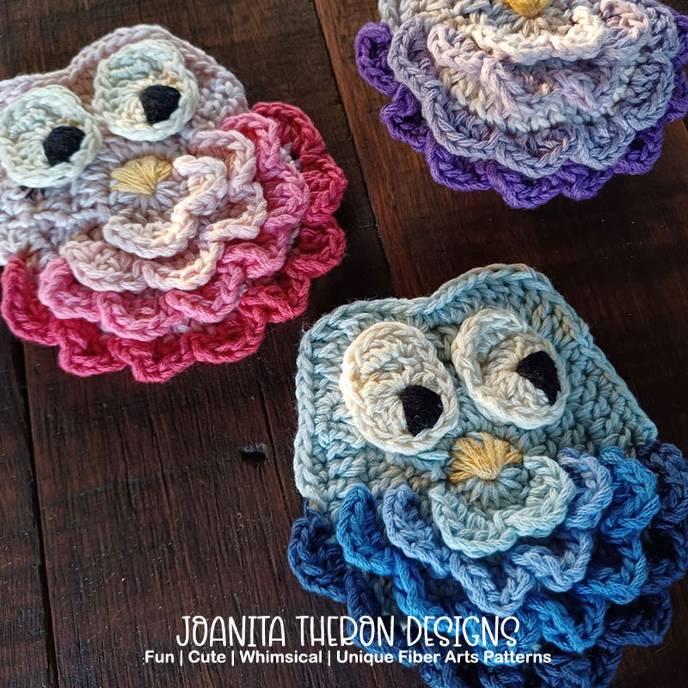 Frilly Owl Crochet Applique