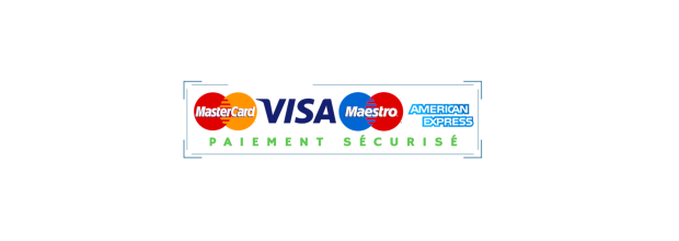 Image, affichage des logo : "MasterCard" "VISA" "Maestro" et "American Express" ainsi que la mention "paiement sécurisé".