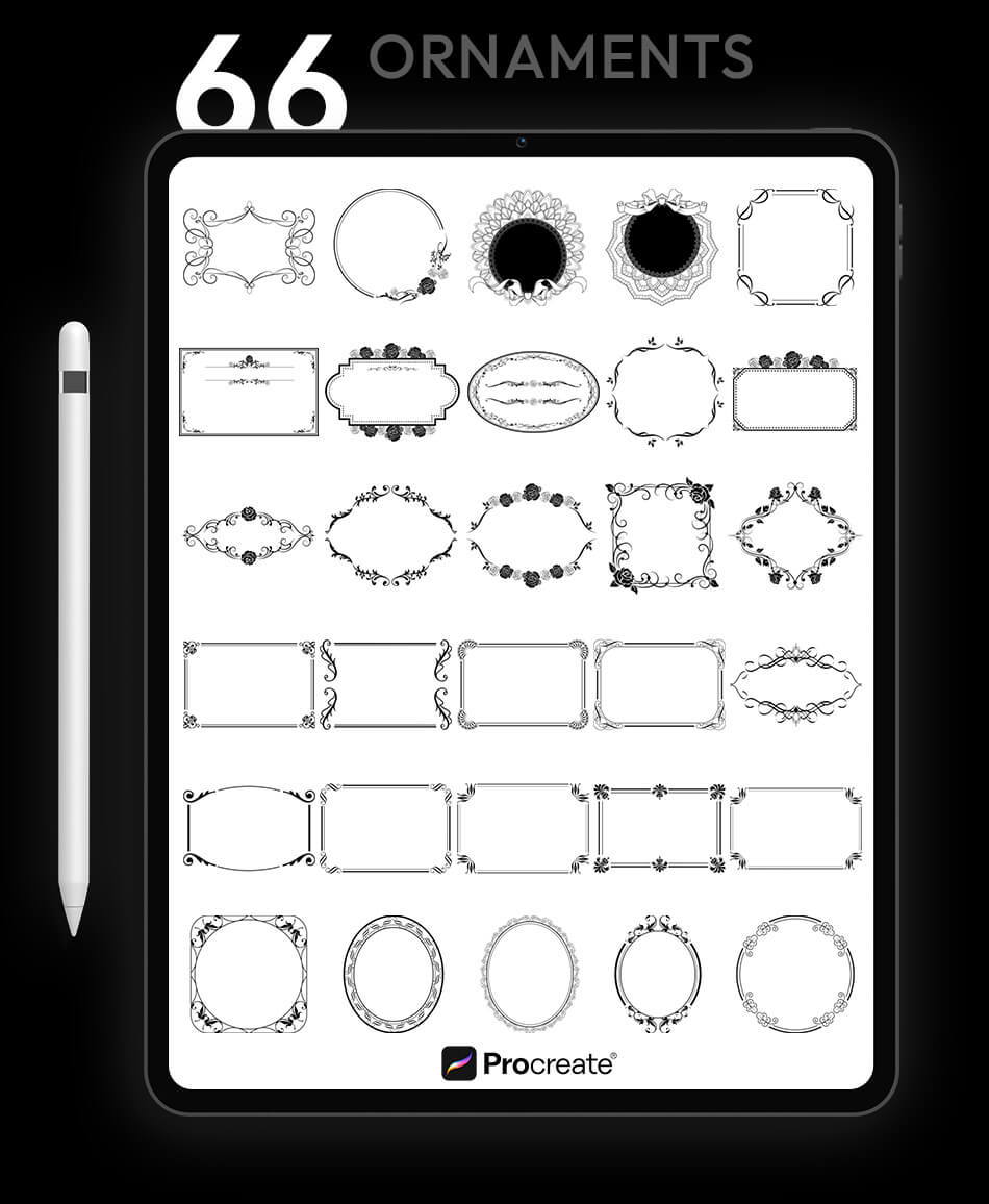 image of various ornamental frames displayed on an ipad