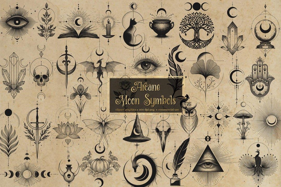 400+ Arcane Moon Symbols, Esoteric Illustrations, Occult PNG Images (digital Download) - Etsy France