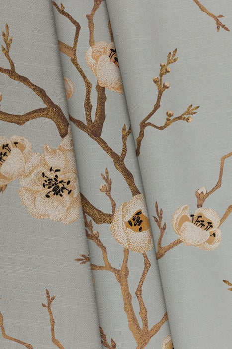 blue chinoiserie curtain fabric pattern image