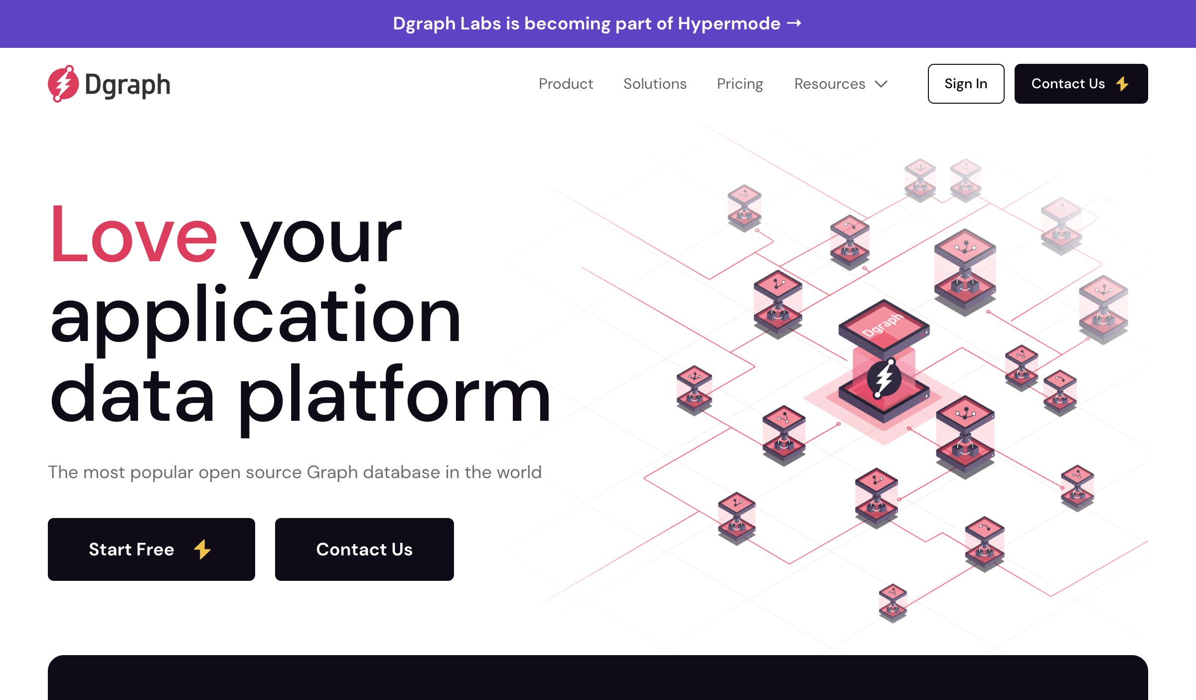 Screenshot of Dgraph Homepage