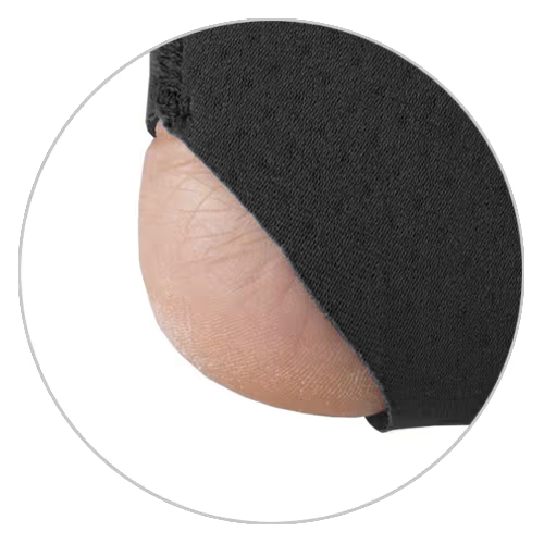 close-up on open heel of brace