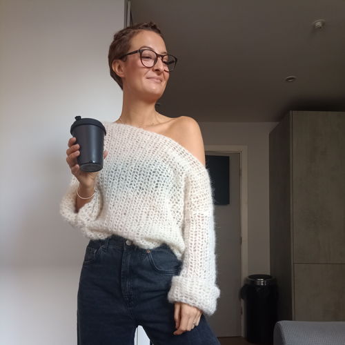 Van de schouder mohair trui - haakpatroon