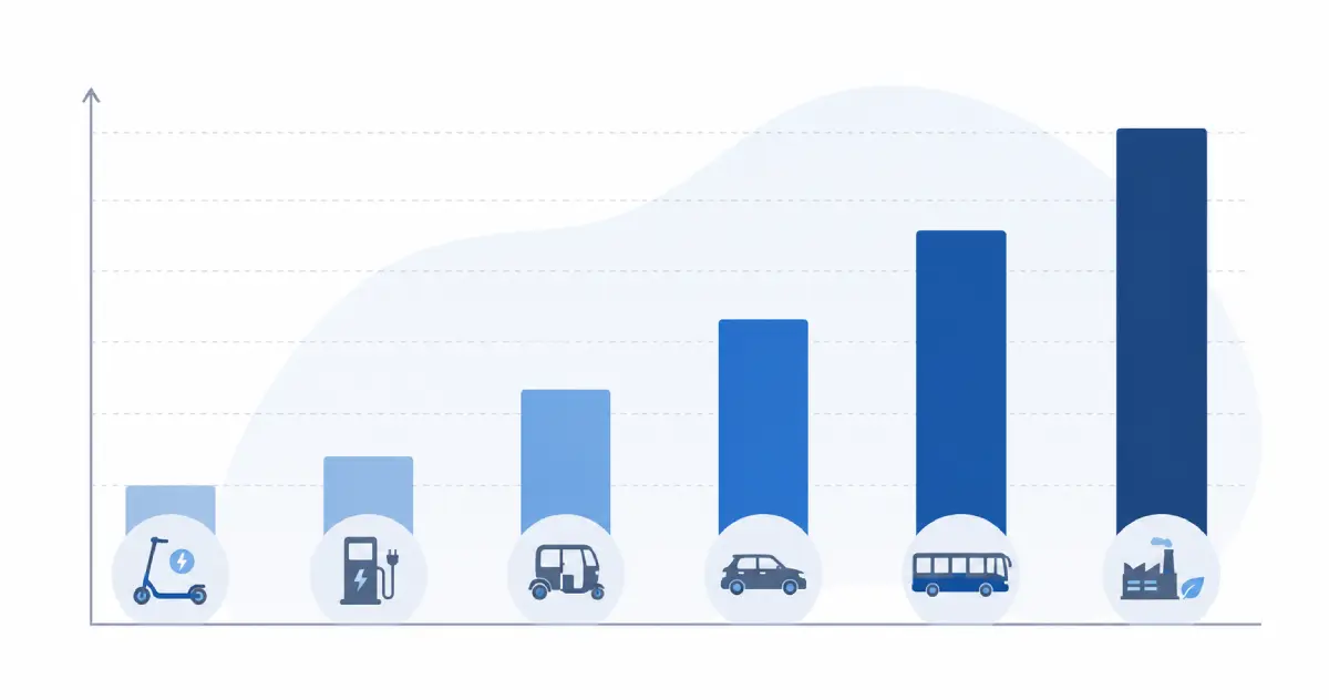 Illustration comparing investment levels across EV business categories
