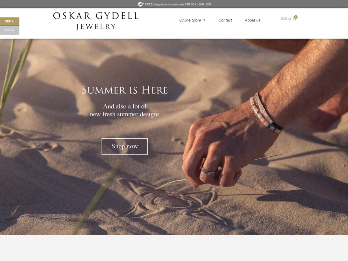 Screenshot of Oskar Gydell, from the ecommerce websites collection.