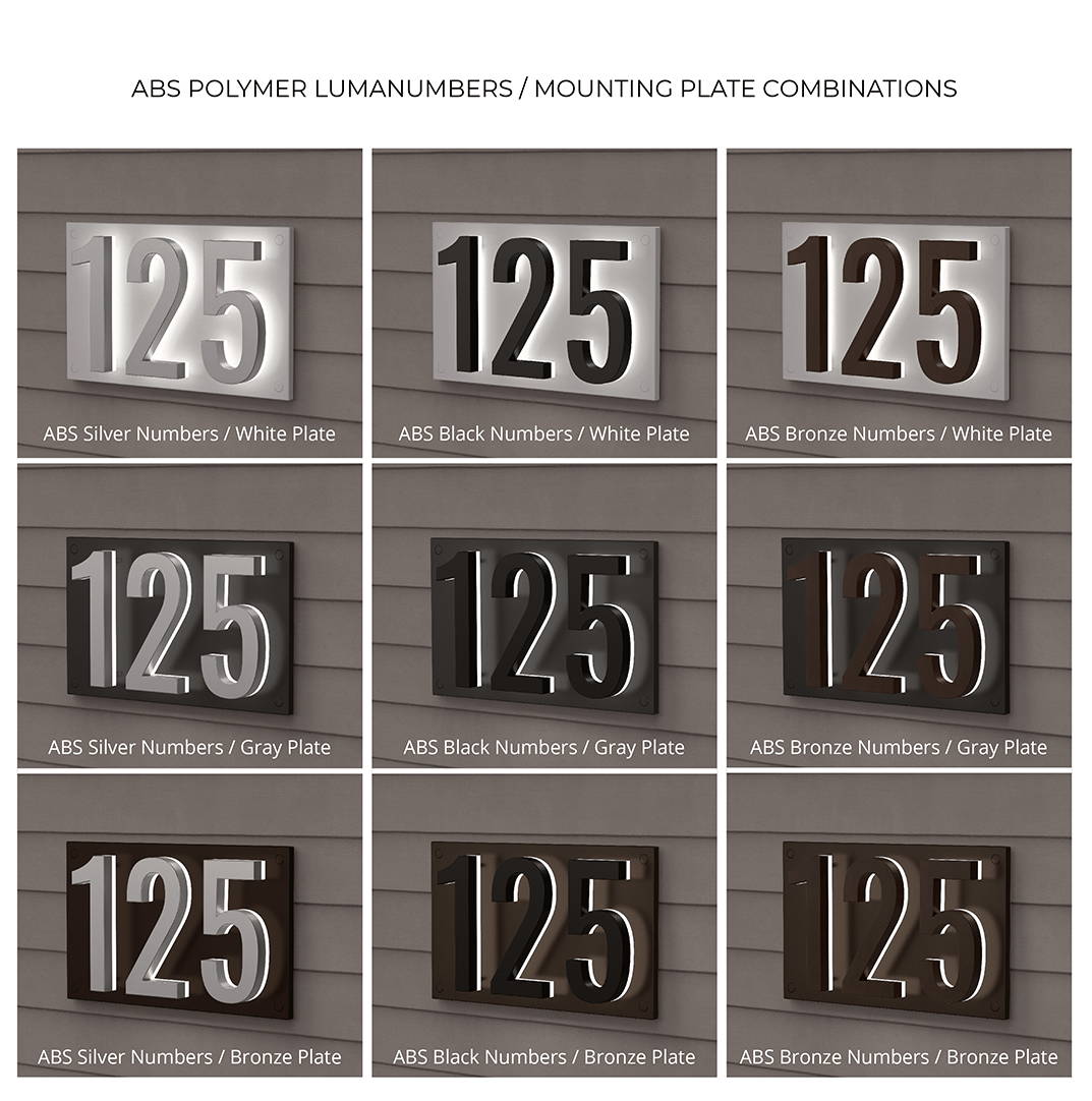 ABS polymer address numbers, all finishes