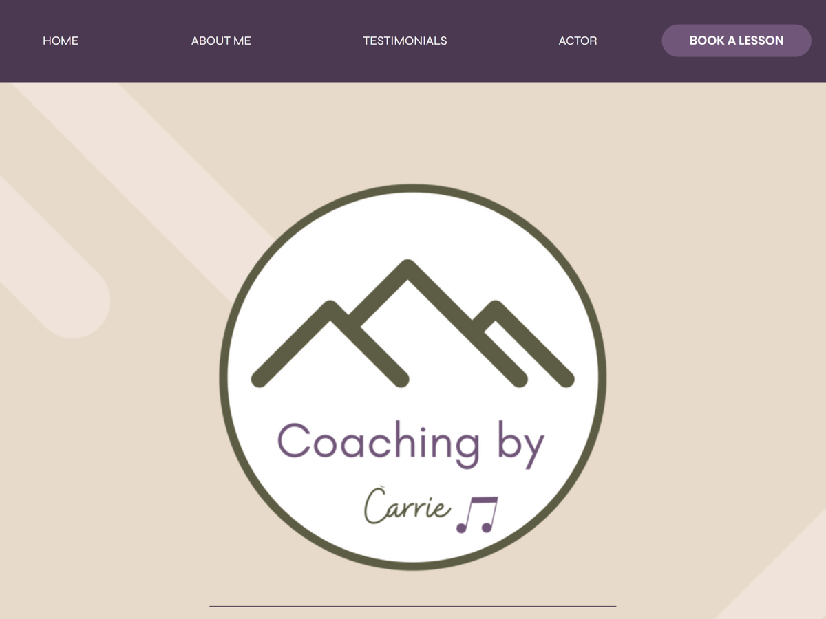 Screenshot of Coaching by Carrie, from the purple websites collection.