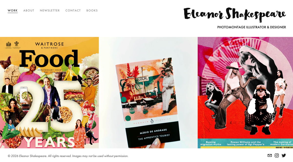 Screenshot of Eleanor Shakespeare, from the illustrator portfolios collection.