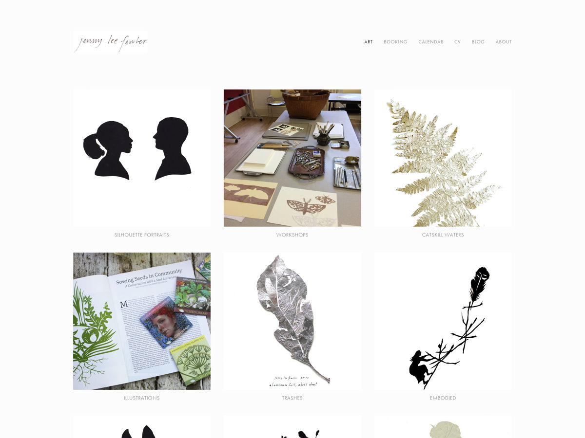 Screenshot of Jenny Lee Fowler, from the art portfolios collection.