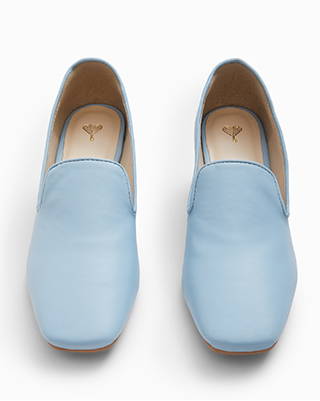 High heel blue loafers